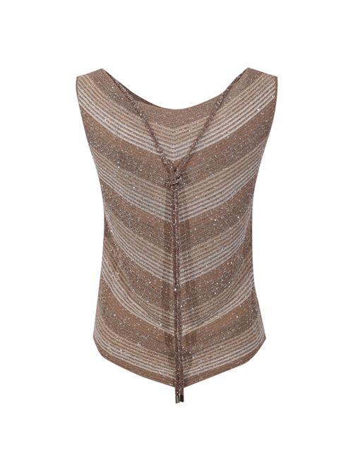 Top in maglia di viscosa e lurex con paillettes e cordoncino D. Exterior | 620836MOCH